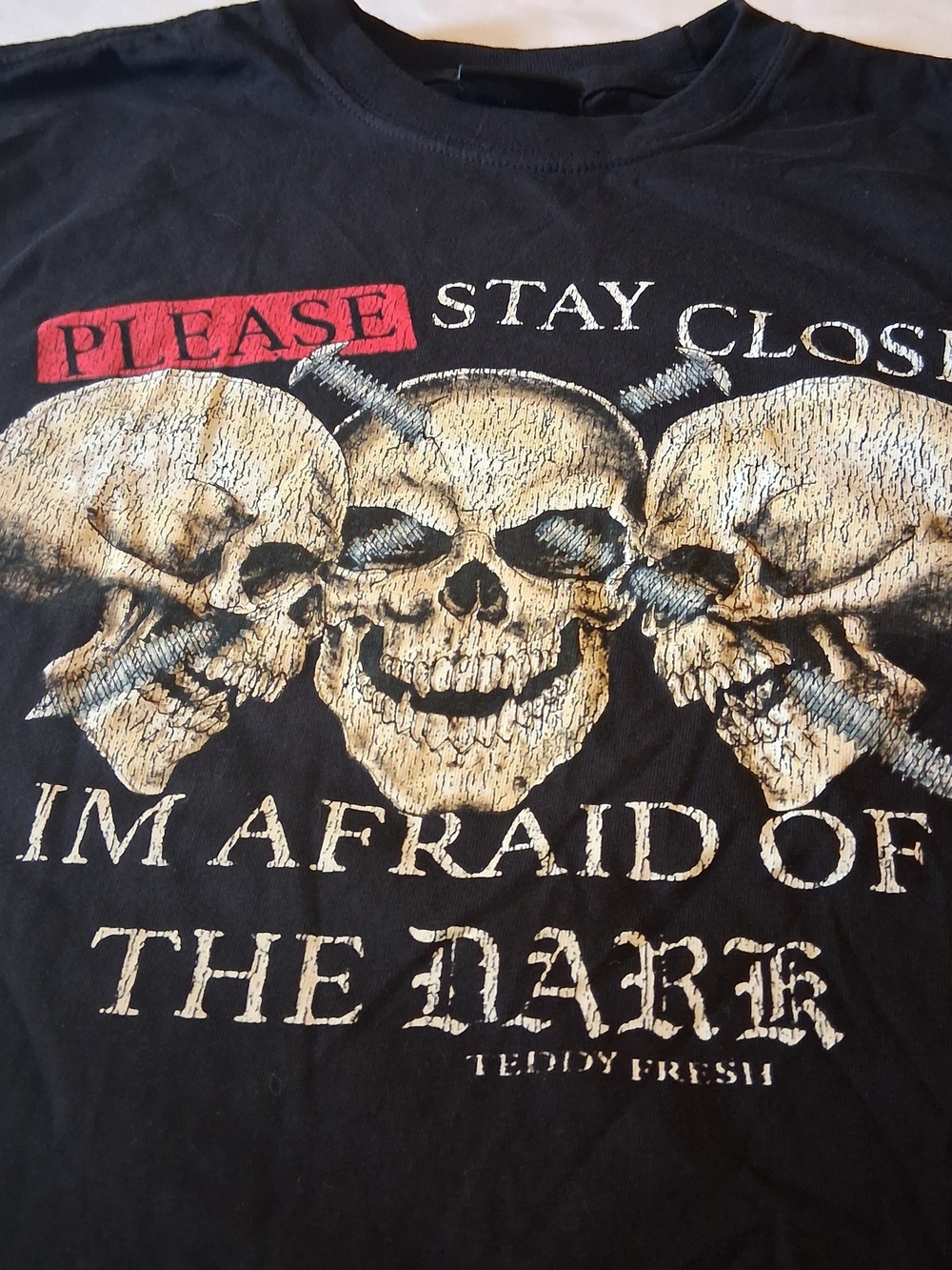 Teddy Fresh Black Mens  M "I'm Afraid Of The Dark" Graphic T-shirt Discontinued